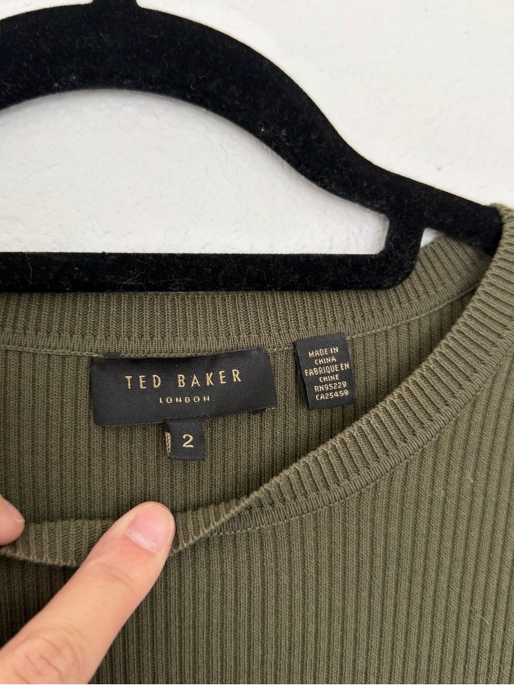 Ted Baker Joowani Olive Green Midi Dress A-Line Side Slit Size Small Women’s - Picture 8 of 10